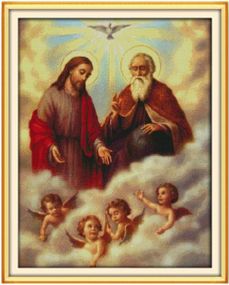 Набір для вишивання за нанесеною на канву схемою "Jesus and cherubs". AIDA 14CT printed 46*57 см