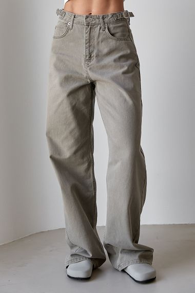 Широкі джинси Palazzo із затяжками на поясі - сірий цвет, 38р (є розміри)