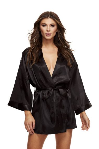 Атласний халат ALL SATIN ROBE BLACK, OS sexstyle
