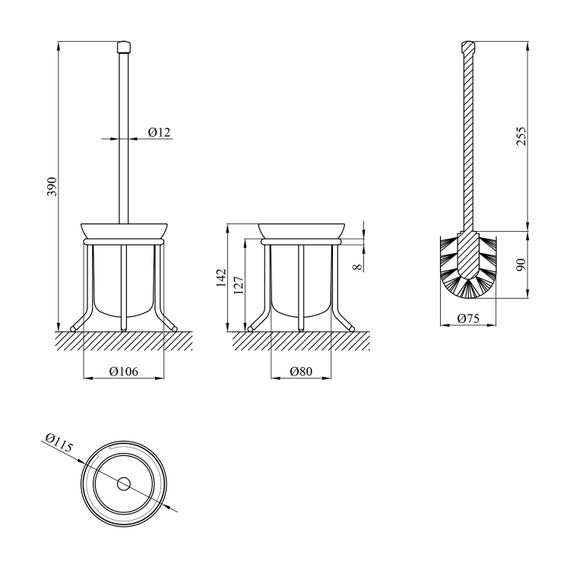 Йоржик для унітазу Kroner підлоговий KRM Rizze - ACG323 (CV022911) | Зображення 1