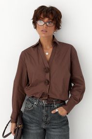 Класична сорочка з трояндами на ґудзиках - коричневий цвет, ONE SIZE (є розміри)