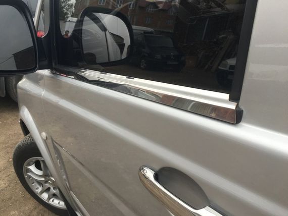 Молдинги стекол (2 шт ,нерж) OmsaLine - Итальянская нержавейка для Mercedes Vito W639 2004-2015 гг | Зображення 1