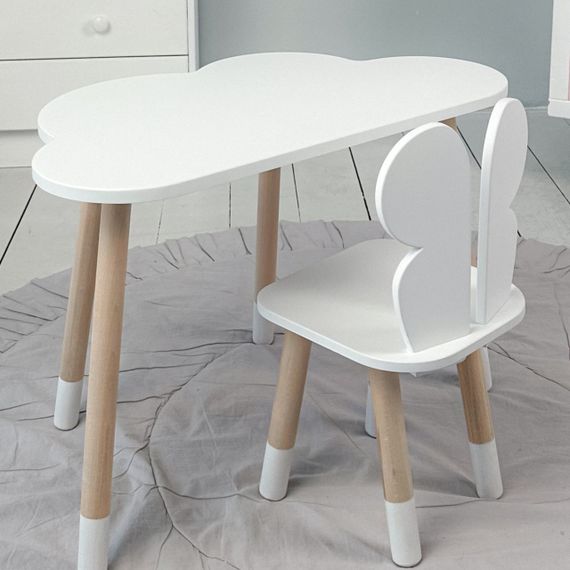 Стіл  хмарка і стільчик дитячий білий метелик. Столик для занять, ігор, їжі | Зображення 3