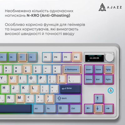 Клавиатура Ajazz AK870 PLUS Murad Switch RGB Wireless/Bluetooth/USB White (AK870-MU-BWD) | Зображення 5