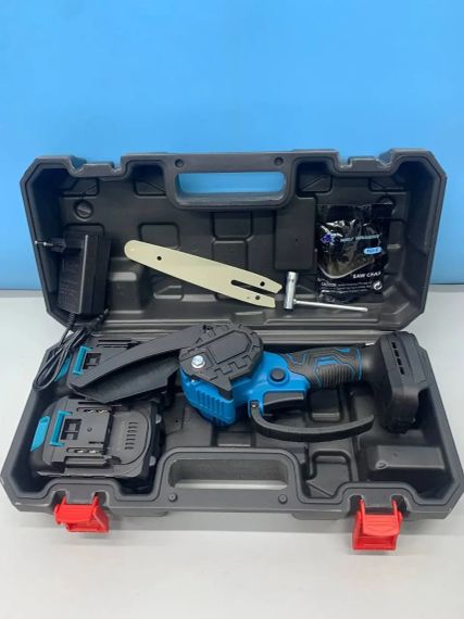 Акумуляторна ланцюгова міні-пила6 inch Electric SAW BLUE кейсом / 2 акумулятори 4А/год 8644 | Зображення 2
