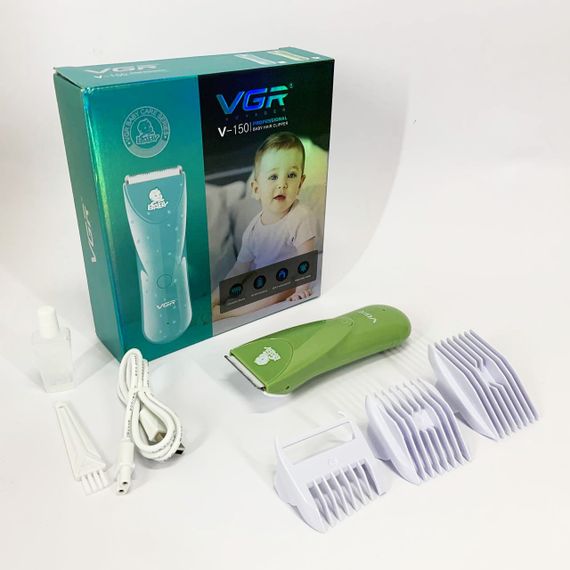 Дуже тиха бездротова машинка для стрижки волосся дітей VGR V-150 з насадками. Колір: зелений | Зображення 4