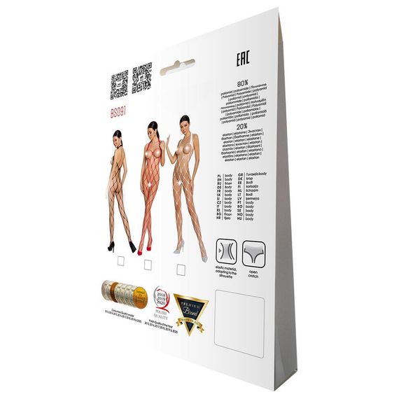 Бодістокінг у дуже велику сітку Passion BS091 white, з доступом, One size | Зображення 4