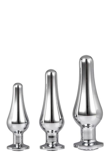DT21874 набір анальних пробок конічної форми Dream Toys GLEAMING LOVE PLEASURE SET SILVER