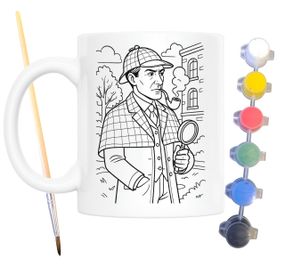 Набір для творчості кружка розмальовка за мотивами Шерлок Холмс (Артур Конан Дойл) 330 мл біла (КР0171)