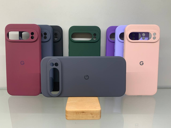 Google Pixel 9 Pro XL Протиударний чохол з логотипом софт тач сірий