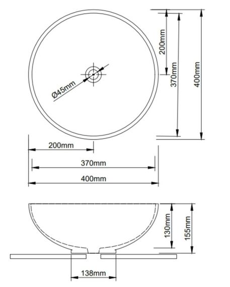 Раковина накладна Qtap Owl 400х400х155 мм, White, кругла, без донного клапана QT1911K53WN | Зображення 1