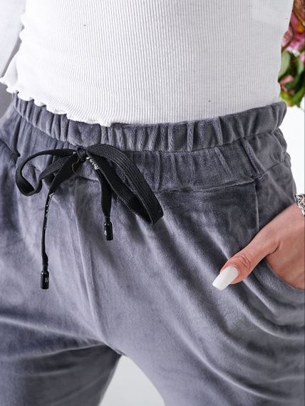 Женские модные велюровые брюки-джоггеры OB30/31 размер 52, цвет серый | Зображення 4