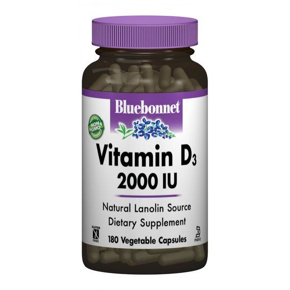 Витамин D Bluebonnet Nutrition Vitamin D3 2000IU 180 Veg Caps