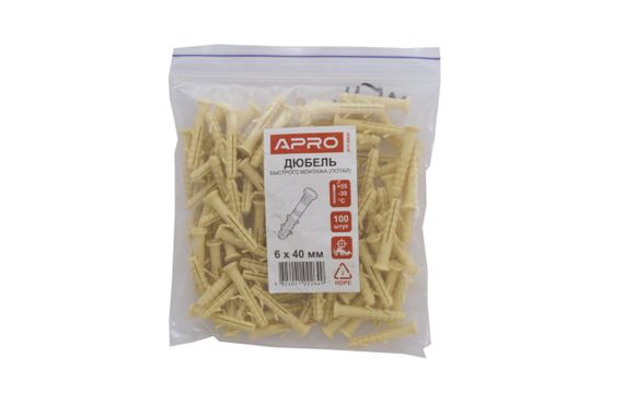 Дюбель Apro - 6 x 40 мм потай (100 шт.) MTP-60040 (MTP-60040) | Зображення 1