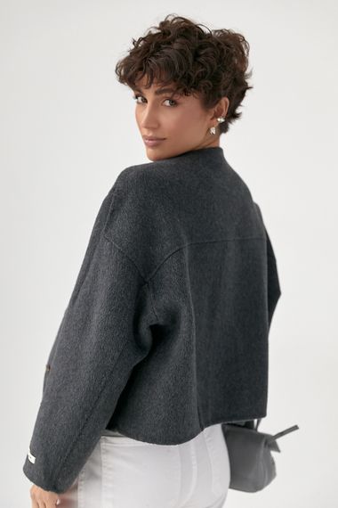 Коротке вовняне пальто - темно-сірий цвет, ONE SIZE (є розміри) | Зображення 1