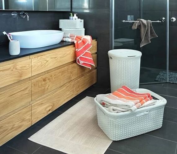 Кошик для білизни пластиковий Curver Natural Style 45 л 00708 кремовий, міцний і зручний | Зображення 7