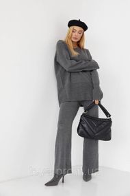 В'язаний брючний костюм oversize колір темно-сірий розмір S FL_000821