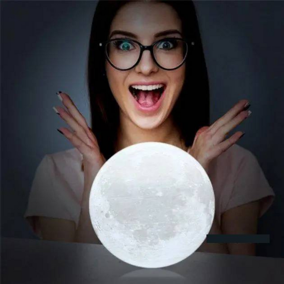 Настільний нічник на пульті керуванні 3D Місяць Moon Light Lamp 15 см, дитячий світильник | Зображення 1
