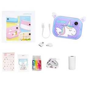 Дитячий фотоапарат миттєвого друку з підтримкою microSD YT008 Єдиноріг фіолетовий