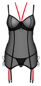 Корсет OBSESSIVE Glandez, з трусиками-стрінгами та підв'язками, чорний, XL/2XL Sex Aura