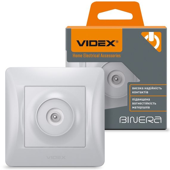 Телевізійна розетка TV VIDEX BINERA VF-BNSK1TVME-SS срібляста | Зображення 1