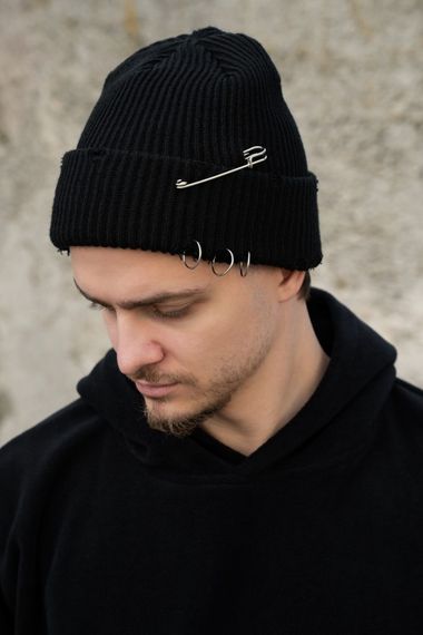 Подовжена трикотажна шапка Біні Докер Without Dominic Destroyed Black