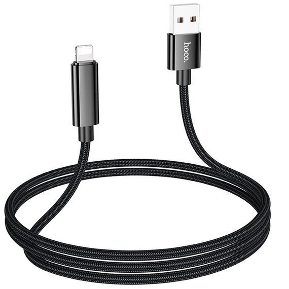 Дата кабель Hoco U125 Benefit 2.4A USB to Lightning with display (1.2m) Black | Зображення 3