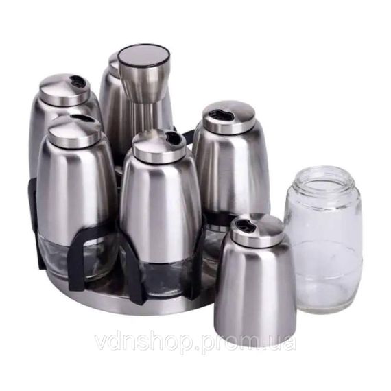 Набір баночок для спецій 6 шт 15х15х16 см карусель для зберігання спецій HP-1300 | Зображення 3