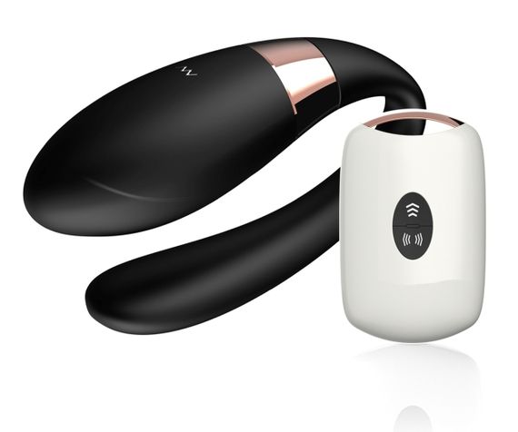 Вибромассажер для пар с пультом ДУ - Boss Series V-Vibe Black USB 7 Function, BS6200003 sexstyle