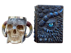 Подарунковий набір Кухоль 3D Рогатий Череп і Блокнот 3D «Книга Теней і Глубін»