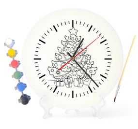 Дитячий набір для творчості годинник розмальовка Новорічна ялинка 30 см (Г0064)
