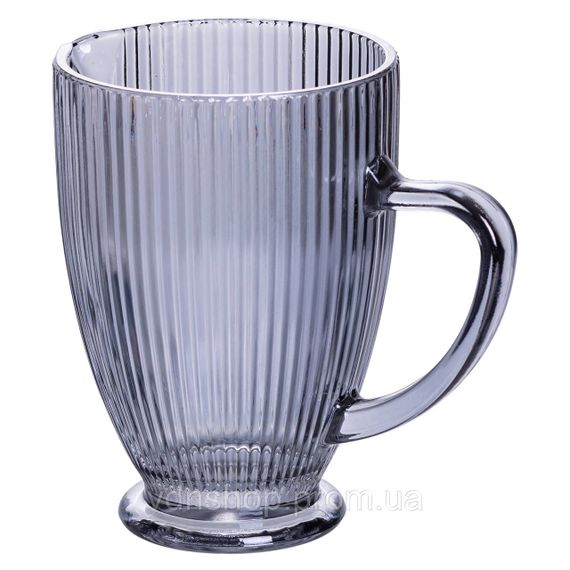 Глек для компоту 1.2 (л) лимонаду, мохіто, сангрії прозорий ребристий фігурний скляний 18.2 (см) Сірий HP-19-7118G | Зображення 1