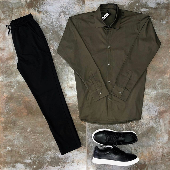 Сорочка класична хакі S L