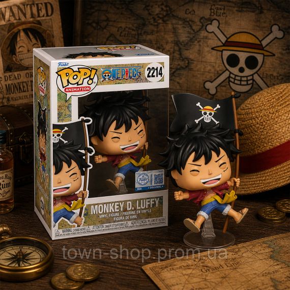 Игровая фигурка Funko POP! серии Большой куш - Луффи с флагом | Зображення 2