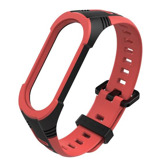 Силиконовый ремешок Primo Mijobs Perfor Classic для фитнес браслета Xiaomi Mi Smart Band 5 - Black-Red | Зображення 1
