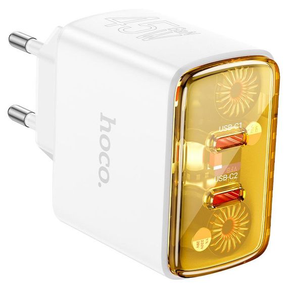 СЗУ HOCO CS43A 110-240V, PD45W, 2xUSB-C, White