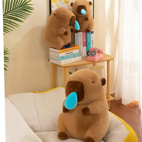 М'яка іграшка "Капібара із соплею на механізмі", антистрес іграшка соплива капібара, 33 см | Зображення 5