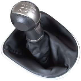 Seat Altea (от 2004-) ручка КПП переключение передач черно-бежевая + чехол + рамка хром 5 ступка, Сеат Алтеа