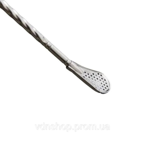 Набір багаторазових ложок-трубочок 6 шт для напоїв 19.5 см зі щіткою для миття з нержавіючої сталі Сірий HP-20-54 | Зображення 1