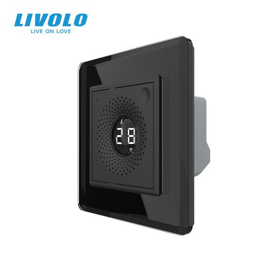 Розумний датчик температури та вологості ZigBee (термометр-гігрометр) LIVOLO чорний, 2.5D скляна