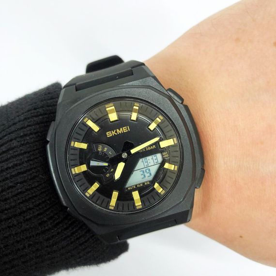 Годинник наручний чоловічий SKMEI 2091BKGDWT, модний чоловічий годинник круглий, оригінальний чоловічий годинник | Зображення 8
