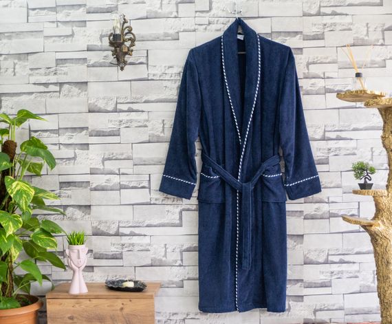 Халат Zeron 128270 Туреччина Л  Велюр Синій