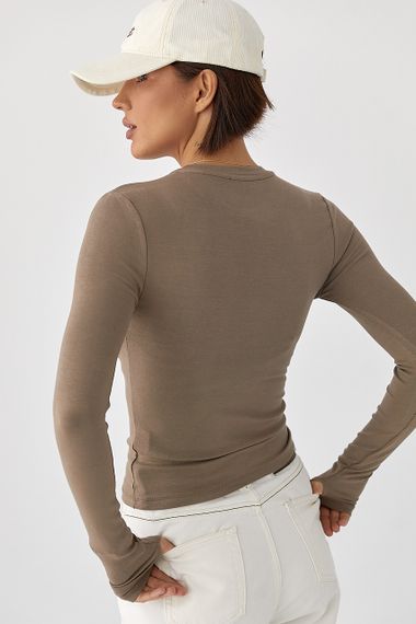 Однотонний еластичний лонг - кавовий цвет, M (є розміри) | Зображення 1