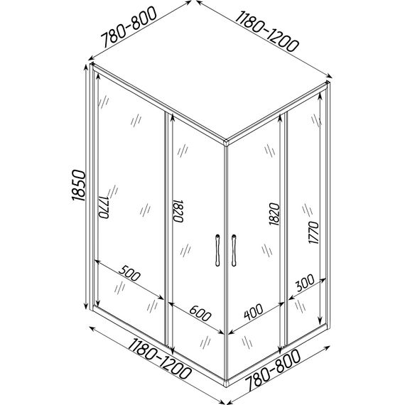 Душова кабіна BRAVO NOTEC N120FS, прямокутна, без піддона | Зображення 1