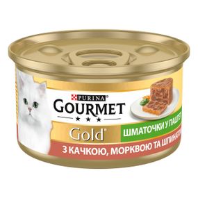 Вологий корм для котів з качкою, морквою та шпинатом Gourmet Gold, 85 гр