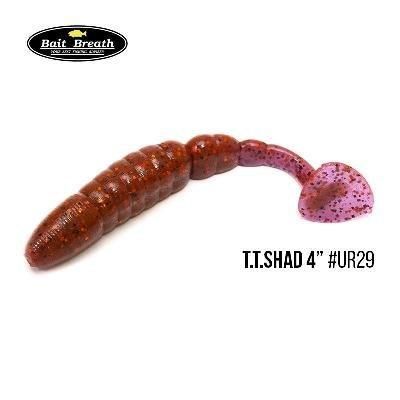 Силиконовая приманка, Съедобный силикон Bait Breath T.T.Shad 4" (6 шт) (Ur29 Chameleon／Red・seed)