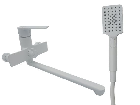 Змішувач для ванни довгий вилив AIM білий DG01153 (frosted white)
