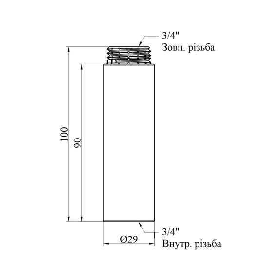 Подовжувач Karro 3/4" ВЗ, L=90 мм хромований KR-3209 | Зображення 1