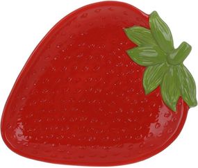 Набір 4 керамічні тарілки "Strawberry" 26х21см, Червона полуниця