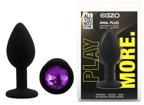 Силиконовая анальная пробка EGZO - Silicone Black Round Plug Purple, size S Sex Aura